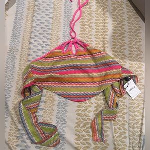 Funky colored crop top ties in the back